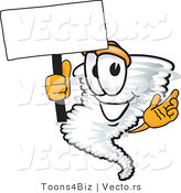 Vector of a Cartoon Tornado Mascot with a Blank Sign by Mascot Junction