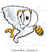 Vector of a Cartoon Tornado Mascot with a Magnifying Glass by Mascot Junction