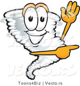 Vector of a Cartoon Tornado Waving and Pointing by Toons4Biz