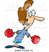 Vector of a Cartoon Tough Businesswoman Boxing by Toonaday