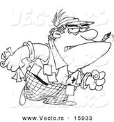 Vector of a Cartoon Tough Editor - Outlined Coloring Page Drawing by Toonaday