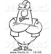 Vector of a Cartoon Tough Executioner Standing with His Arms Folded - Outlined Coloring Page Drawing by Toonaday