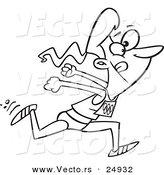 Vector of a Cartoon Track and Field Woman Sprinting - Outlined Coloring Page by Toonaday