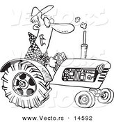 Vector of a Cartoon Tractor Driver - Coloring Page Outline by Toonaday