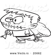 Vector of a Cartoon Trick or Treating Frankenstein Boy - Coloring Page Outline by Toonaday