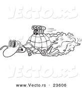 Vector of a Cartoon Turbo Tortoise - Coloring Page Outline by Toonaday