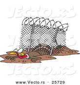 Vector of a Cartoon Turkey Escaping Under a Fence by Toonaday
