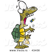 Vector of a Cartoon Turtle Eating Flies by Toonaday