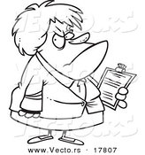 Vector of a Cartoon Ugly Female Boss - Outlined Coloring Page by Toonaday