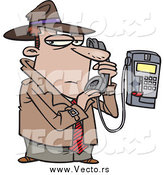 Vector of a Cartoon Undercover Detective Talking Secretively on a Telephone by Toonaday