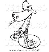 Vector of a Cartoon Viper Photographer Snake with a Camera - Outlined Coloring Page by Toonaday