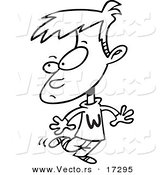 Vector of a Cartoon Walking Boy - Coloring Page Outline by Toonaday