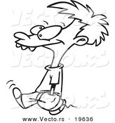 Vector of a Cartoon Walking Doofus - Outlined Coloring Page by Toonaday