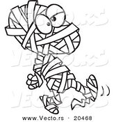 Vector of a Cartoon Walking Mummy - Coloring Page Outline by Toonaday