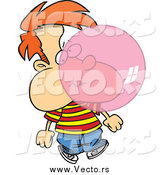 Vector of a Cartoon White Boy Blowing Bubble Gum by Toonaday