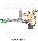Vector of a Cartoon White Businessman Adjusting the Cash Flow by Toonaday