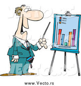 Vector of a Cartoon White Businessman Discussing a Bar Graph by Toonaday