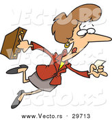 Vector of a Cartoon White Businesswoman Running with a Lead by Toonaday