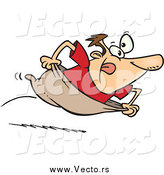 Vector of a Cartoon White Guy Sack Racing by Toonaday