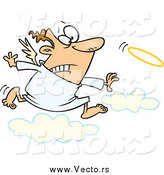 Vector of a Cartoon White Male Angel Chasing His Halo by Toonaday