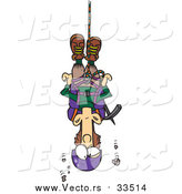 Vector of a Cartoon White Male Climber Suspended from Rope by Toonaday