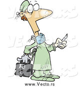 Vector of a Cartoon White Male Surgeon Holding a Scalpel by Toonaday
