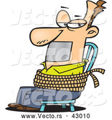 Vector of a Cartoon White Man Gagged and Tied to a Chair by Toonaday