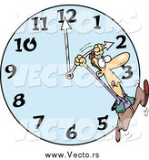 Vector of a Cartoon White Man on a Daylight Savings Clock by Toonaday