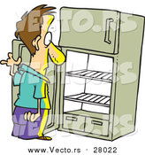 Vector of a Cartoon White Man Staring in an Empty Fridge by Toonaday