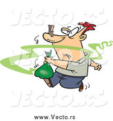 Vector of a Cartoon White Man Taking out Smelly Garbage by Toonaday
