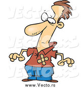 Vector of a Cartoon White Man with Bandages over His Chest by Toonaday