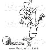 Vector of a Cartoon Woman Breaking Free from Debt - Outlined Coloring Page by Toonaday
