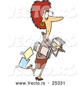 Vector of a Cartoon Woman Carrying Business Files by Toonaday