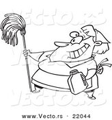 Vector of a Cartoon Woman Cleaning - Outlined Coloring Page by Toonaday