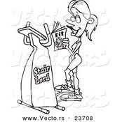 Vector of a Cartoon Woman Exercising on a Stair Lord - Coloring Page Outline by Toonaday
