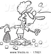 Vector of a Cartoon Woman Getting Bruised During Racquetball - Coloring Page Outline by Toonaday