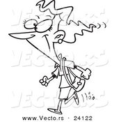 Vector of a Cartoon Woman Heading out to Shop - Coloring Page Outline by Toonaday