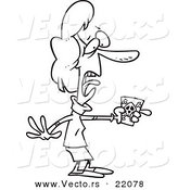 Vector of a Cartoon Woman Holding Poison - Outlined Coloring Page by Toonaday