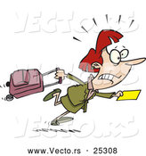 Vector of a Cartoon Woman in a Urgently Running to Catch a Ride by Toonaday