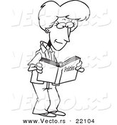 Vector of a Cartoon Woman Reading a Policy Book - Outlined Coloring Page by Toonaday