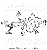 Vector of a Cartoon Woman Sniffing the Ground While Tracking - Coloring Page Outline by Toonaday