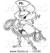 Vector of a Cartoon Wonder Nurse with a Rope - Coloring Page Outline by Toonaday