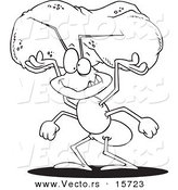 Vector of a Cartoon Worker Ant Carrying a Crumb - Coloring Page Outline by Toonaday
