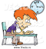 Vector of a Cartoon Worried School Boy Taking an Exam by Toonaday