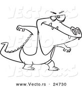 Vector of a Cartoon Wrestler Alligator - Outlined Coloring Page by Toonaday