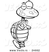 Vector of a Cartoon Yoga Tortoise in a Pose - Outlined Coloring Page by Toonaday
