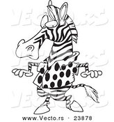 Vector of a Cartoon Zebra Wearing a Spotted Shirt - Coloring Page Outline by Toonaday