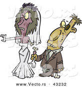 Vector of a Cartoon Zombie Bride and Groom by Toonaday