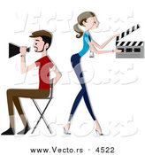 Vector of a Caucasian Couple Directing a Movie by BNP Design Studio