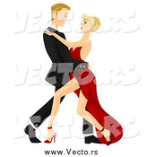 Vector of a Caucasian Couple Tango Dancing Arm in Arm by BNP Design Studio